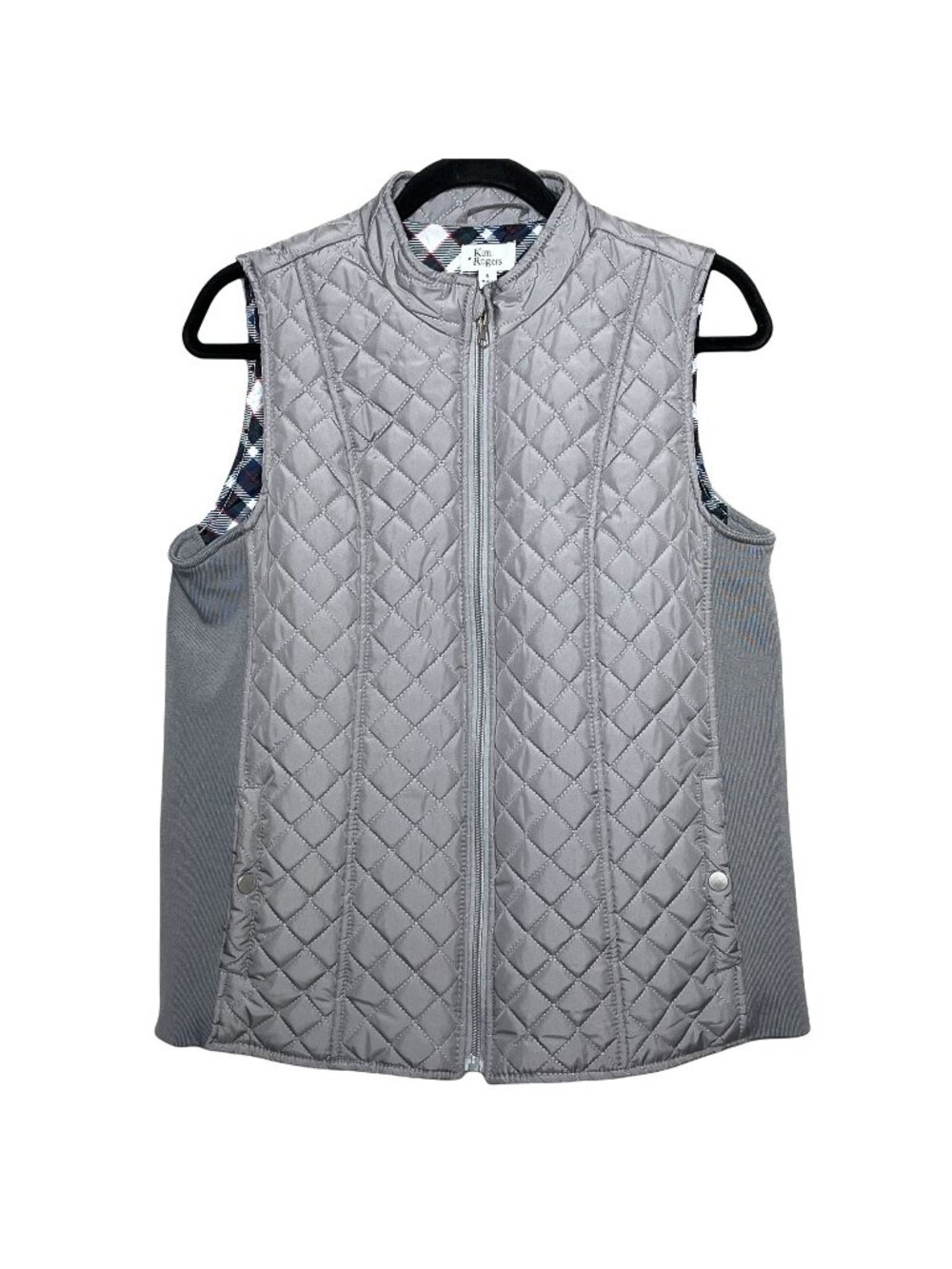 Kim Rogers Women's Small Gray Quilted Zip Front Puffer Vest Lightweight